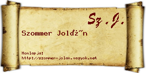 Szommer Jolán névjegykártya